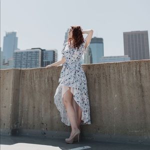 Parker Dress - high low, size small, baby pink floral